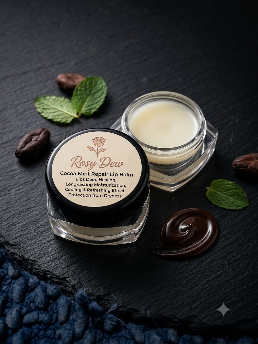 Rosy Dew Cocoa Mint Lip Balm | Deep Moisturizing & Lip Repair Balm